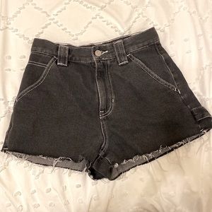 Black denim shorts